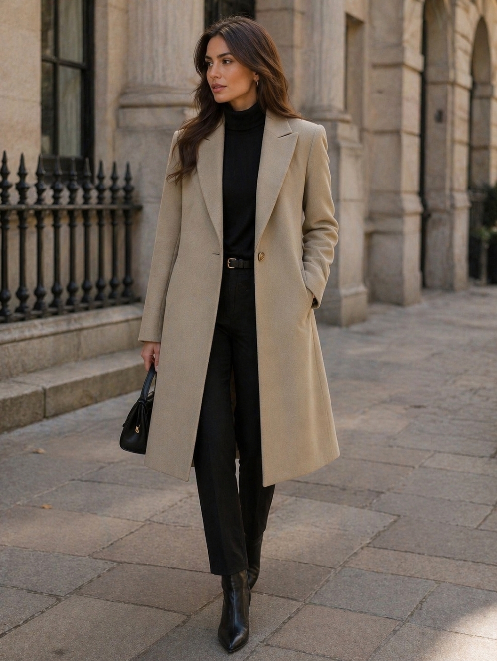 Zara Tailored Camel Single-Button Coat